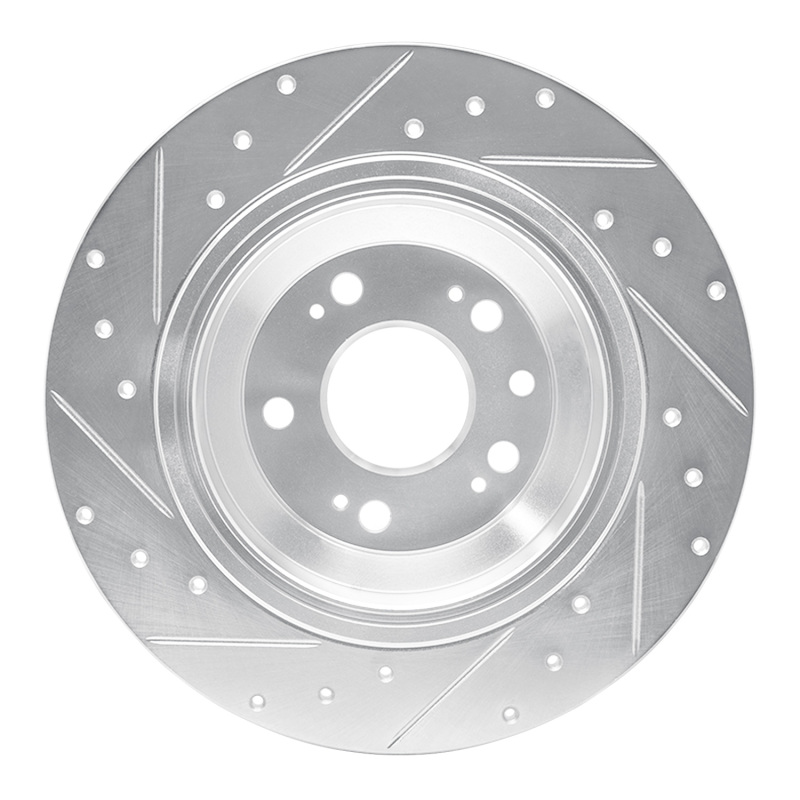Acura TL Brake Rotor (1) - Rear Right - R1 Concepts - Drilled & Slotted - Silver - `09-`14